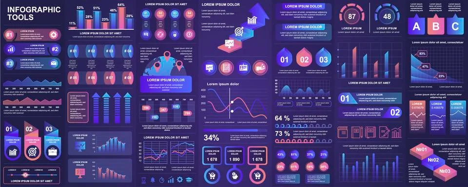 Bundle infographic UI, UX, KIT elements Stock Illustration