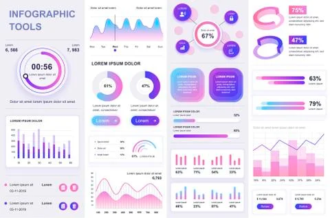 Bundle infographic UI, UX, KIT elements. Illustrazione stock