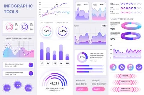 Bundle infographic UI, UX, KIT elements. Stock Illustration