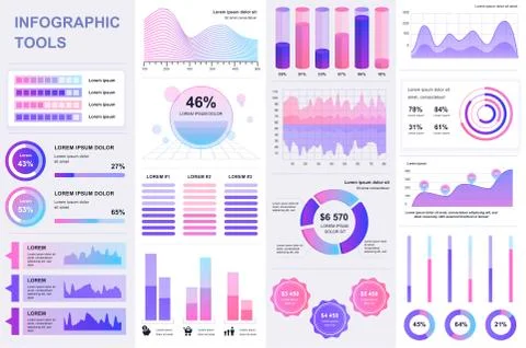 Bundle infographic UI, UX, KIT elements. Stock Illustration