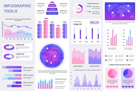 Bundle infographic UI, UX, KIT elements. Illustrazione stock