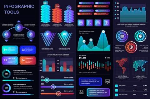 Bundle infographic UI, UX, KIT elements. Illustrazione stock