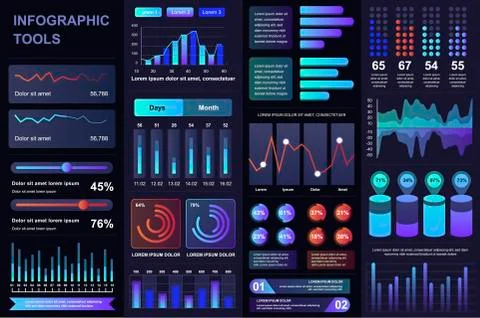 Bundle infographic UI, UX, KIT elements. Stock Illustration