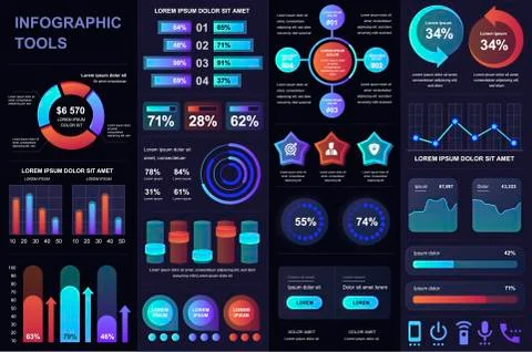 Bundle infographic UI, UX, KIT elements. Illustrazione stock