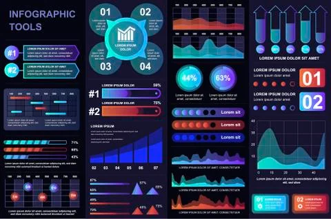 Bundle infographic UI, UX, KIT elements. Illustrazione stock