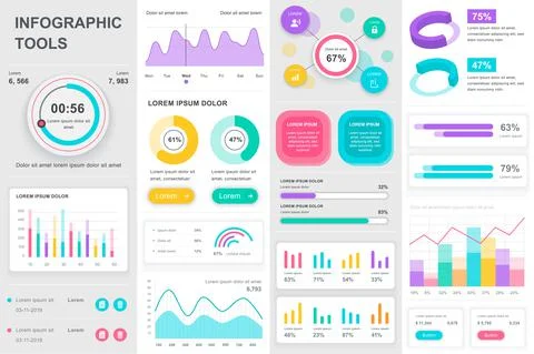 Bundle infographic UI, UX, KIT elements. Illustrazione stock