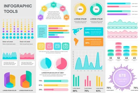 Bundle infographic UI, UX, KIT elements. Illustrazione stock