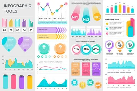 Bundle infographic UI, UX, KIT elements. Illustrazione stock