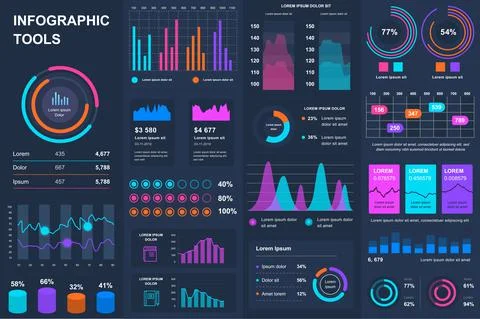Bundle infographic UI, UX, KIT elements. Illustrazione stock