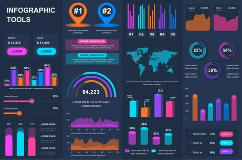 Bundle infographic UI, UX, KIT elements. Illustrazione stock
