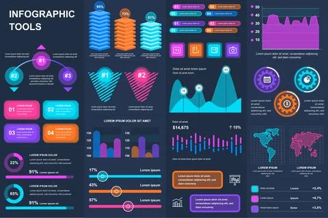 Bundle infographic UI, UX, KIT elements. Stock Illustration