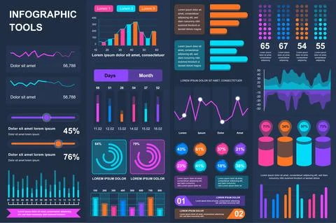 Bundle infographic UI, UX, KIT elements. イラスト素材