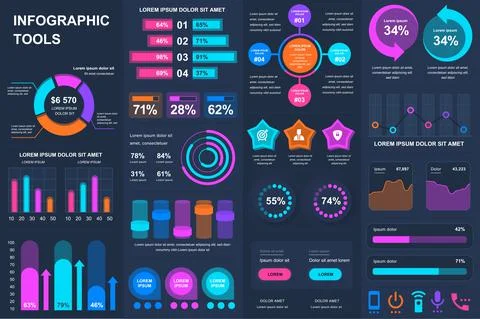 Bundle infographic UI, UX, KIT elements. 스톡 일러스트
