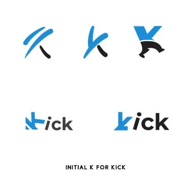 Bundle initial K for kick and foot logo Stock Illustration