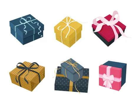 Bundle of isolated vector gift boxes. Stockillustratie