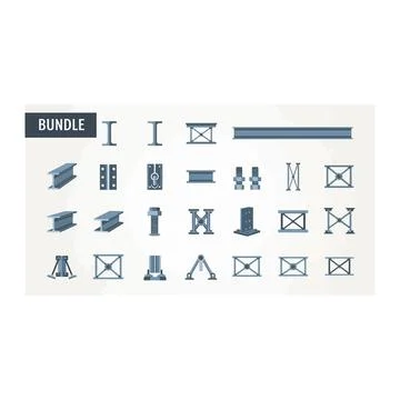 Bundle of isometric construction and architecture elements icons Stock Illustration