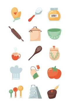 Bundle of kitchen and cook icons Stock Illustration