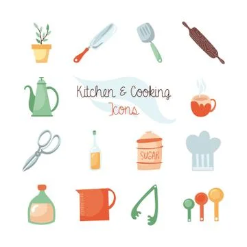 Bundle of kitchen and cook icons Illustrazione stock