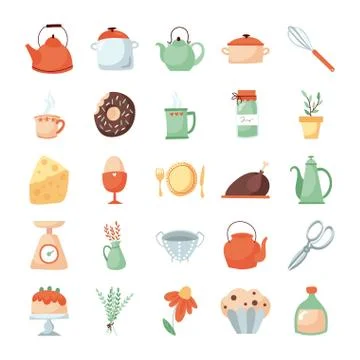 Bundle of kitchen and cook icons Stockillustratie
