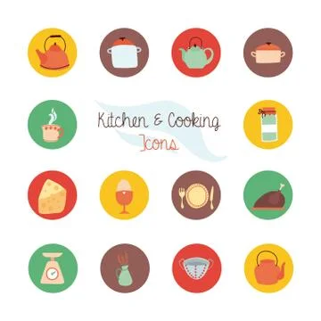 Bundle of kitchen and cook icons イラスト素材