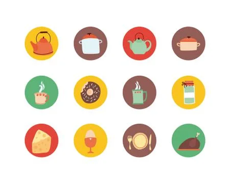 Bundle of kitchen and cook icons Stockillustratie