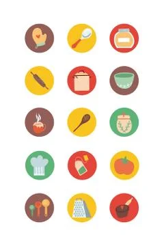 Bundle of kitchen and cook icons Stock Illustration