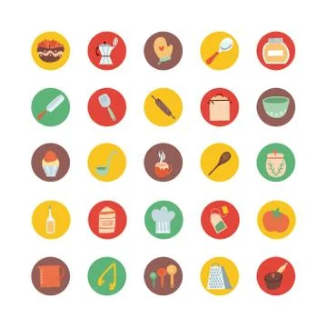 Bundle of kitchen and cook icons 스톡 일러스트