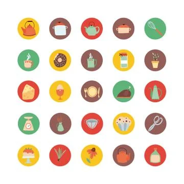 Bundle of kitchen and cook icons Stock Illustration