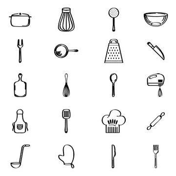 Bundle of kitchenware set icons Illustrazione stock