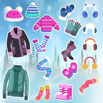 Bundle of knitted winter clothes Stock Illustration