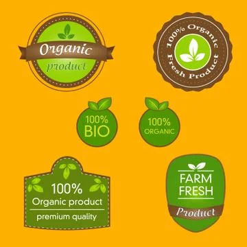 Bundle of labels for bio, organic, all natural food and eco-friendly products Stock Illustration