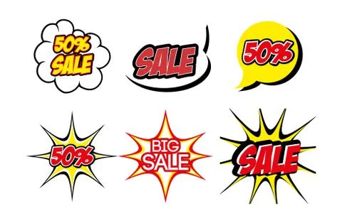 Bundle lettering offer style pop art Stock Illustration