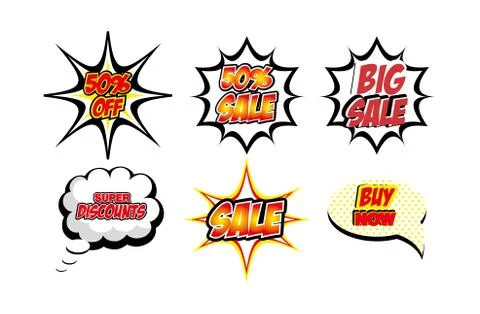 Bundle lettering offer style pop art Stock Illustration
