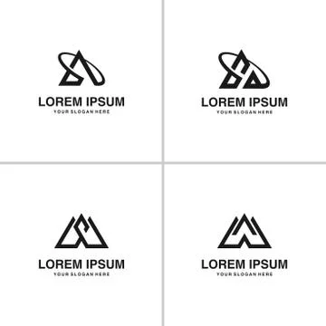 Bundle logo with the concept of triangles and letters Premium Vector Stock Illustration