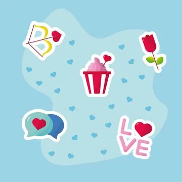 Bundle of love set icons Stock Illustration
