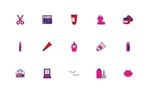 Bundle of make up accessories icons Stock Illustration