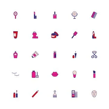 Bundle of make up accessories icons Stock Illustration