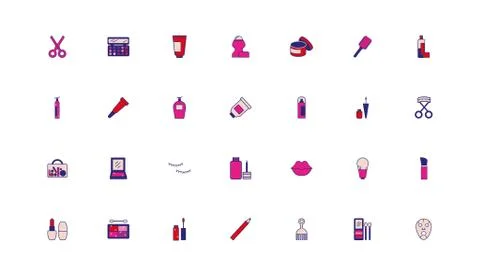 Bundle of make up accessories icons Stock Illustration