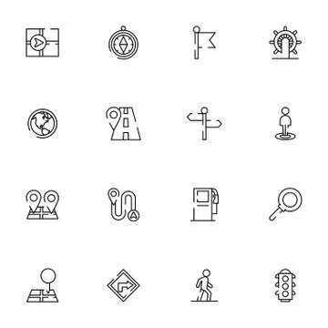 Bundle of maps and navigation icons Illustrazione stock