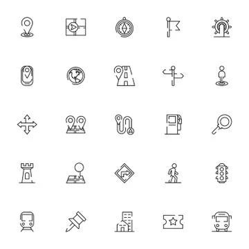 Bundle of maps and navigation icons Illustrazione stock