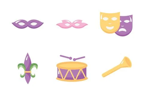 Bundle of mardi gras set icons イラスト素材