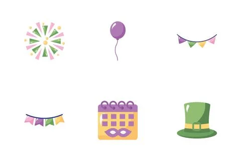 Bundle of mardi gras set icons Stock-Illustration