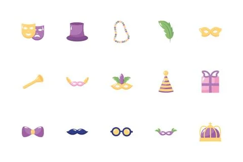 Bundle of mardi gras set icons Stock-Illustration