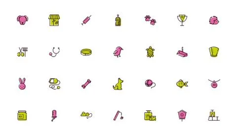 Bundle of mascots and accessories Stock Illustration