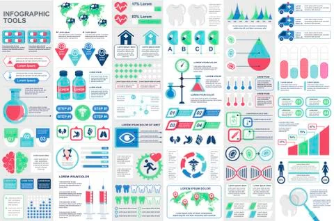 Bundle medical infographic elements Stock Illustration