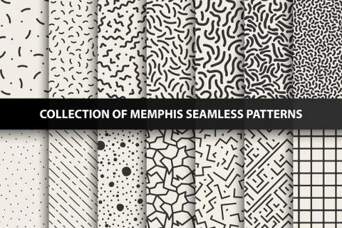 Bundle of memphis seamless patterns. Fashion 80-90s. You can find seamless Illustrazione stock