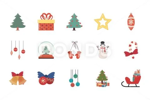 Bundle of merry christmas with set icons Stock Illustration