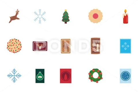 Bundle of merry christmas with set icons Stock Illustration