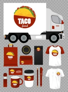 Bundle of mexican food mockup elements branding 스톡 일러스트