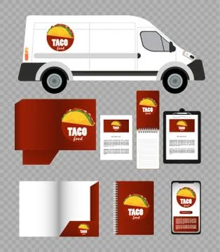 Bundle of mexican food mockup elements branding 库存插图